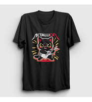 Presmono Unisex Siyah Metallicat Metallica Kedili T-Shirt 460471tt
