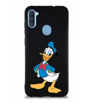 Samsung Galaxy A11 Soft Premier Kapak Donald Duck-C Tasarımlı Silikon Kılıf - Siyah (Şeffaf)