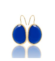 Kadir Jewellery 22 Ayar Altın Kaplama Fosil Taşlı Küpe -El İşçiliği Ve Hipoalerjenik Küpe