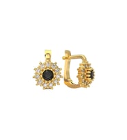 925 Ayar Gümüş Oniks Taşlı Gold Yuvarlak Çocuk Küpesi