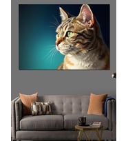 Kedi Yavrusu Baş Portresi Dekoratif Kanvas - Mdf Ahşap Tablo