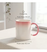 Pembe Degrade Seramik Kupa Bardak - 300 ml