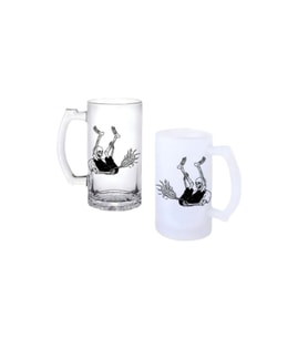 Ghostbastır Design Komik İskelet Kulplu Bira Bardağı Buzlu veya Şeffaf Seçenekli 0144