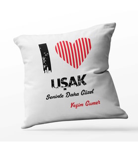Kişiye Özel Uşak Seninle Daha Güzel Tema Kare Saten Yastık (Beyaz)