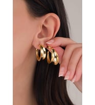 925 Ayar Gümüş 20 mm Altın Gold Kaplama Şarnel HALKA  KÜPE