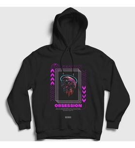 Presmono Unisex Siyah Obsession Art Sanat Kapüşonlu Sweatshirt 449370tt