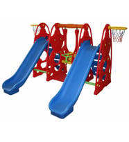Sevimli Teddy Kaydıraklı Salıncak Set C (Kırmızı-Mavi)