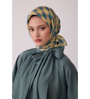 Geometrik Desen %100 Twill İpek Eşarp BE08