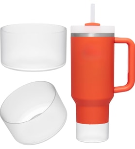 1 Adet Silikon Taban Koruyucu – Stanley Quencher 20/30/40 Oz ile Uyumlu – Bardak Altı Kılıfı, Kaymaz ve Sessiz Kullanım – Beyaz Renk