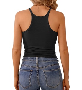 Liona Kadın İp Askılı Yüzücü Sırt Siyah Crop Top Bluz Atlet