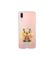Huawei P20 ile Uyumlu Splash Kapibara Tasarımlı Şeffaf Silikon Kılıf