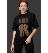 Tasarım Billie Eilish Baskılı Unisex Oversize Şarkıcı Tişört