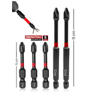 Mıknatıslı Bits Uç Matkap Ucu Tornavida Ucu Vidalama Ucu Ph2-90mm-50mm  (5ADET)
