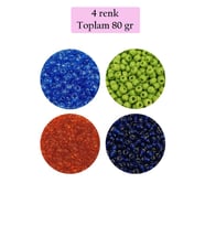 Dökme Cam Kum Boncuk (8/0) 3 mm - 4 Renk - Toplam 80 Gram - BNC421