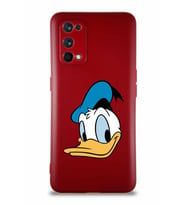 Realme 7 Pro Soft Premier Kapak Donald Duck-B Tasarımlı Silikon Kılıf - Mürdüm (Şeffaf)
