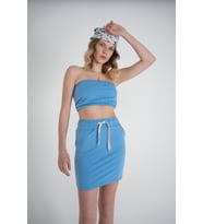 Mini Boy Bel Lastikli ve İpli Cepli Toa Etek Mavi