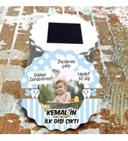 Magnet Hediyelik - Erkek Bebek Diş Buğdayı Mavi Tasarım Resimli Magnet