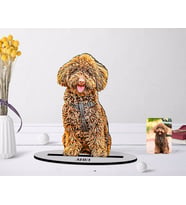BK Gift Kişiye Özel Tam Boy Köpek Karikatürlü Ahşap Biblo Model-1 (Beyaz)