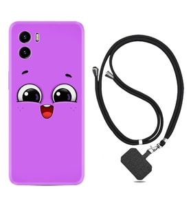 Vivo Y15S Y32 Y33S Y51 Y53S Kılıf Boyun Askılı Silikon Purple Sweety 1717