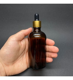 100 Ml Amber Cam Damlalıklı Şişe , Gold Metalik Kapak , 100 Cc Kahverengi Cam Damlalıklı Şişe x 6 Adet