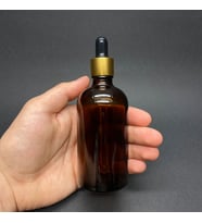 100 Ml Amber Cam Damlalıklı Şişe , Gold Metalik Kapak , 100 Cc Kahverengi Cam Damlalıklı Şişe x 6 Adet