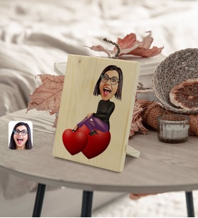BK Gift Kişiye Özel Kadın Karikatürlü Dekoratif Ahşap Çerçeve Model 2