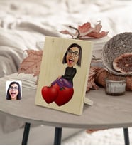 BK Gift Kişiye Özel Kadın Karikatürlü Dekoratif Ahşap Çerçeve Model 2