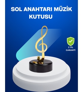 Sol Anahtarı Figürlü Dönen Müzik Kutusu Altın Renk Dekoratif