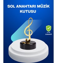 Sol Anahtarı Figürlü Dönen Müzik Kutusu Altın Renk Dekoratif