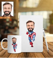 Kişiye Özel Süper Kahraman Tasarımlı Karikatür Defter Kalem Kupa Set 73