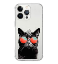 PrintiFy Apple iPhone 13 Pro Max Uyumlu Kedi 3 Baskılı Şeffaf Köşe Korumalı Antişok Kılıf
