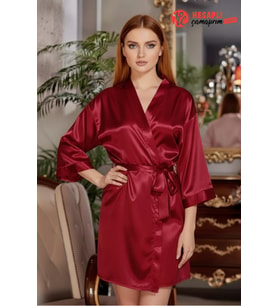 Gd Goldoremi 6524 Kadın Gelin Çeyiz Uzun Bol Kol Bride Saten Gecelik