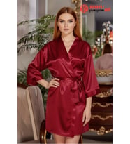 Gd Goldoremi 6524 Kadın Gelin Çeyiz Uzun Bol Kol Bride Saten Gecelik