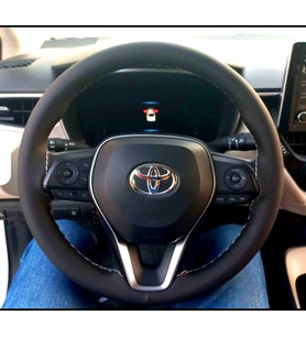 DİKİŞLİ DİREKSİYON KILIFI SİYAH DERİ GRİ DİKİŞLİ 2019 SONRASI TOYOTA COROLLA İÇİN