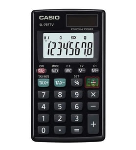 Casio SL-797TV-BK 8 Hane Siyah Cep Tipi Hesap Makinesi