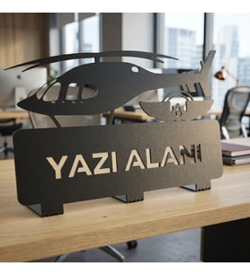 Modern Metal Masa İsimliği Helikopter Tasarım Polis Pilotu Şık Ofis Aksesuarı