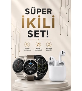 Akıllı Saat ve Kulaklık Seti Dokunmatik Ekran 5.0 Bluetooth Bağlantılı Sesli Görüşme