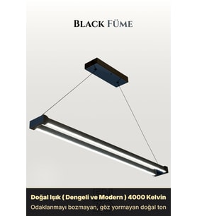 Vega Füme Doğal Işık Lineer LED Sarkıt Avize – Kumandalı Dim Edilebilir – Aşağı Işık