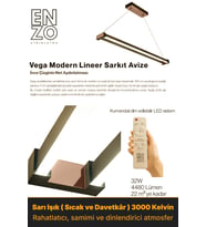Vega Füme Doğal Işık Lineer LED Sarkıt Avize – Kumandalı Dim Edilebilir – Aşağı Işık