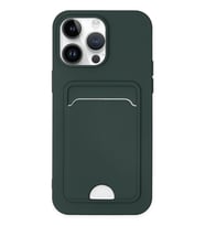 Durukar® iPhone 14 Pro Kılıf Kelvin Kartvizitli Silikon - Koyu Yeşil