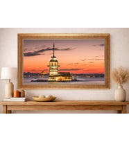 Altın Varaklı  Çerçeveli Paspartulu Tablo nd1309 (Gold)