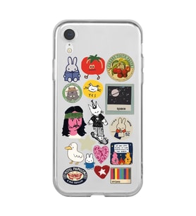 Iphone XR Uyumlu Sticker Tasarımlı Şeffaf Telefon Kılıfı