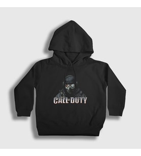 Presmono Unisex Çocuk Siyah Soldier Call Of Duty Kapüşonlu Sweatshirt 27426tt