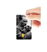 Atatürk ve Sevimli Dost Temalı Parlak Kredi/Banka Kart Kaplama Sticker