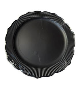 Parti Davet Piknik Doğum Günü Sert Plastik Mika Tabak - Siyah - 18 Cm. - 6'lı Paket