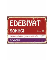 Edebiyat Sokağı Sokak Tabelası Dekoratif Mdf Retro Tablo