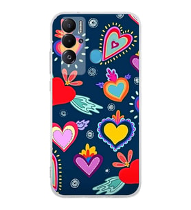 PrintiFy Teco Pova Neo ile Uyumlu 1mm Slim Fit Retro Renkler 3 Baskılı Şeffaf  Kılıf