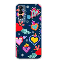PrintiFy Teco Pova Neo ile Uyumlu 1mm Slim Fit Retro Renkler 3 Baskılı Şeffaf  Kılıf