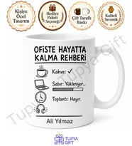 Ofiste Hayatta Kalma Rehberi Yazılı Komik Kupa Bardak Esprili Hediye
