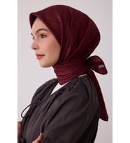 Geometrik Desen %100 Twill İpek Eşarp BE25